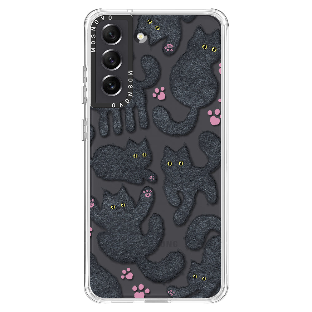 Black Furry Cat Phone Case - Samsung Galaxy S21 FE Case