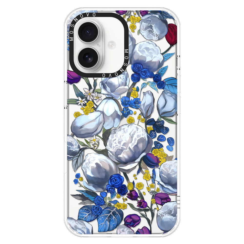 Purple Blue Floral Phone Case - iPhone 16 Plus Case - MOSNOVO