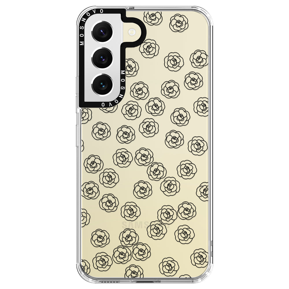 Linear Camelia Flower Phone Case - Samsung Galaxy S22 Case