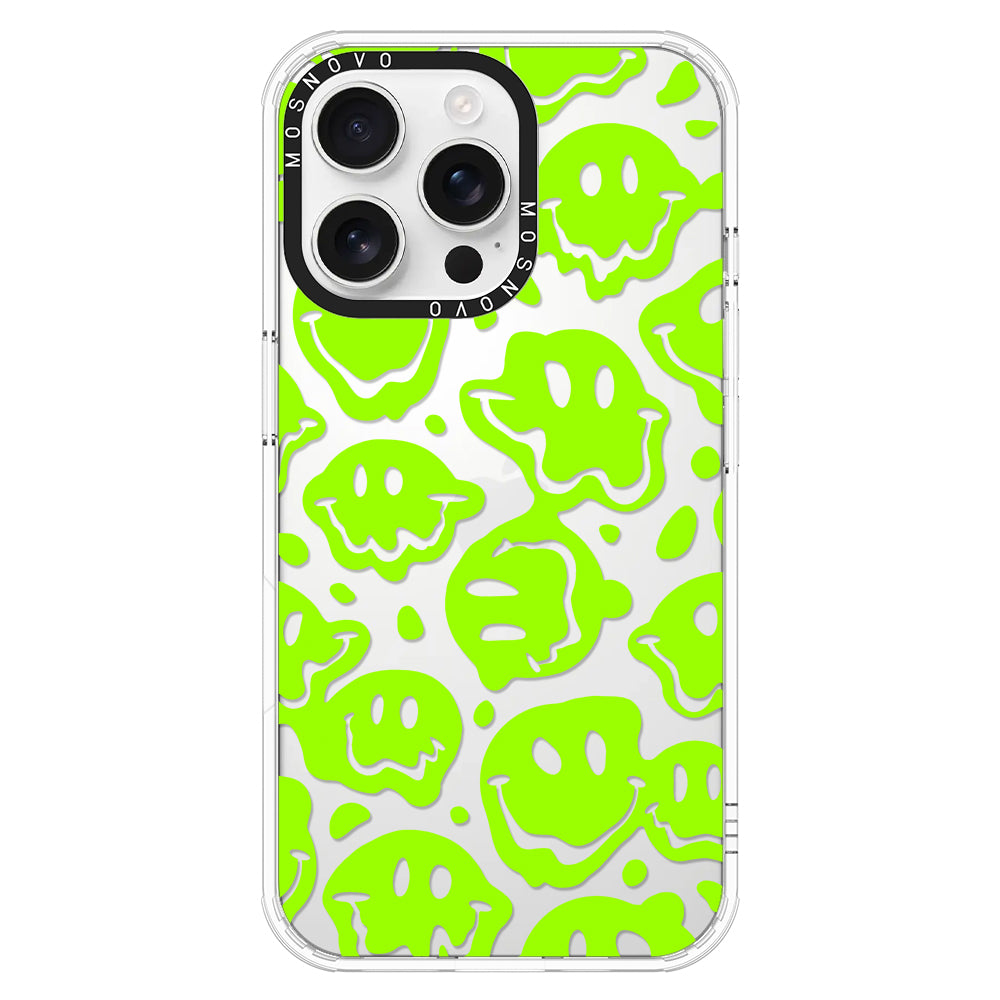 Distorted Green Smiles Face Phone Case - iPhone 16 Pro Max Case - MOSNOVO