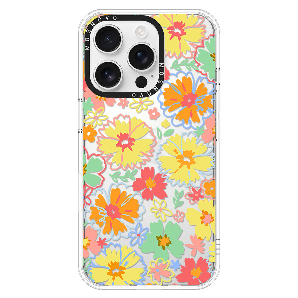 Retro Boho Hippie Flowers Phone Case - iPhone 16 Pro Case - MOSNOVO