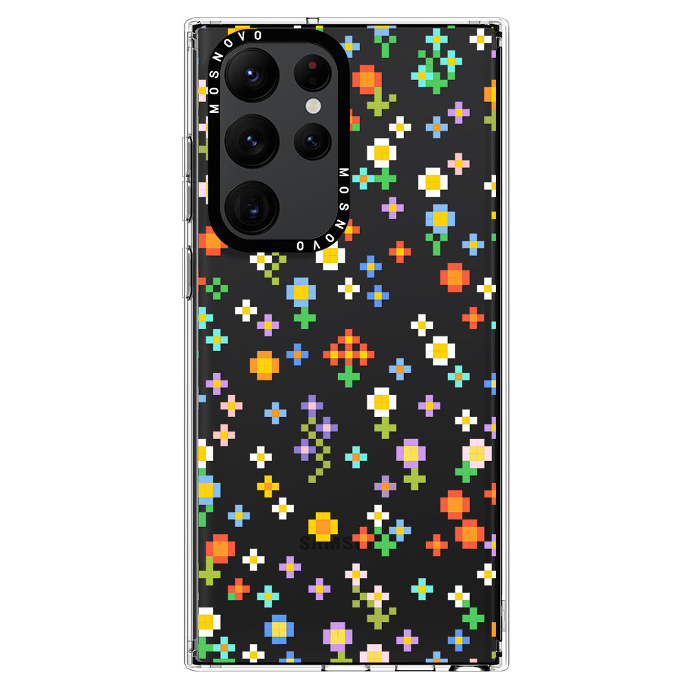 Pixel-Floral Phone Case - Samsung Galaxy S22 Ultra Case