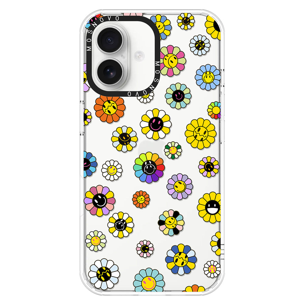 Flower Smiley Face Phone Case - iPhone 16 Plus Case - MOSNOVO