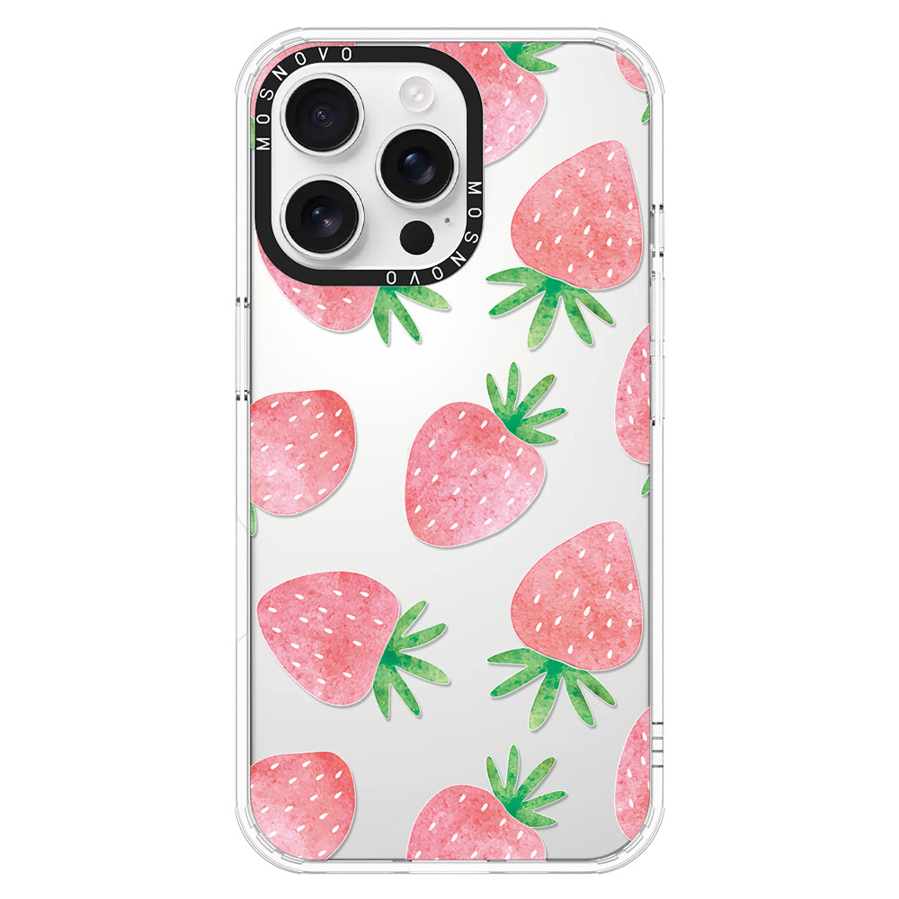 Pastel Strawberry Phone Case - iPhone 16 Pro Max Case - MOSNOVO