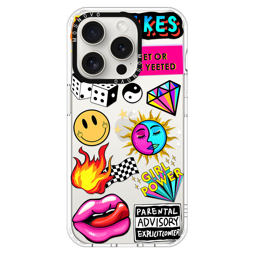 Funky Stickers Phone Case - iPhone 16 Pro Case - MOSNOVO