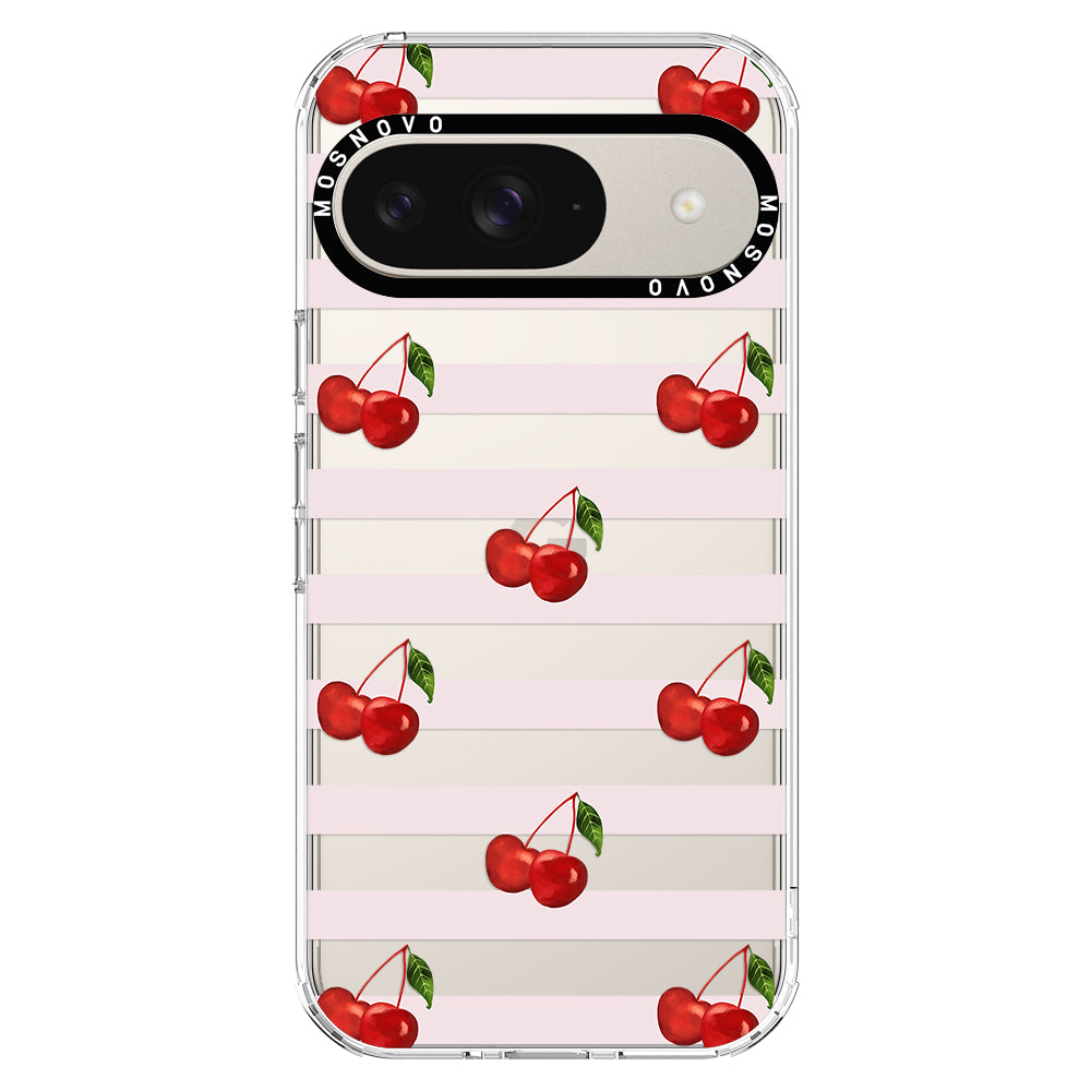 Pink Stripes Cherry Phone Case - Google Pixel 9 Case