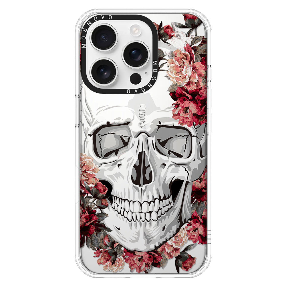 Red Flower Skull Phone Case - iPhone 16 Pro Case - MOSNOVO