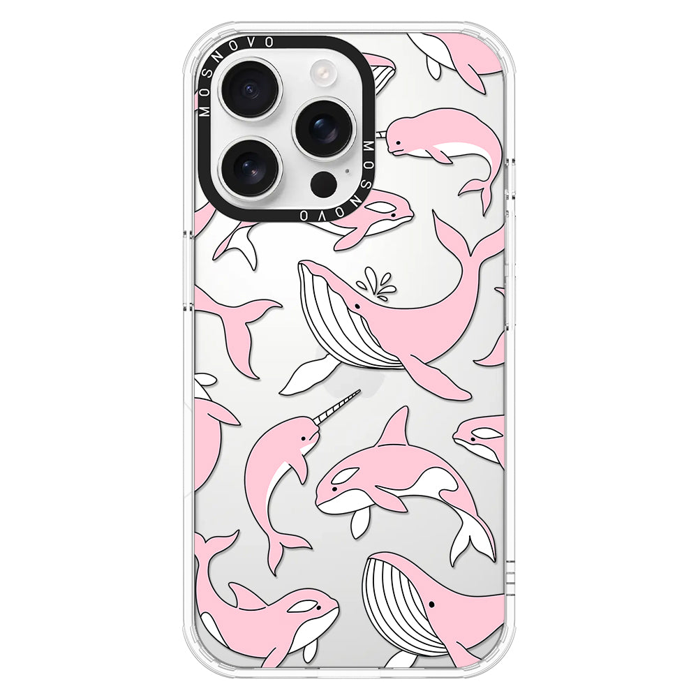 Pink Whales Phone Case - iPhone 16 Pro Max Case - MOSNOVO