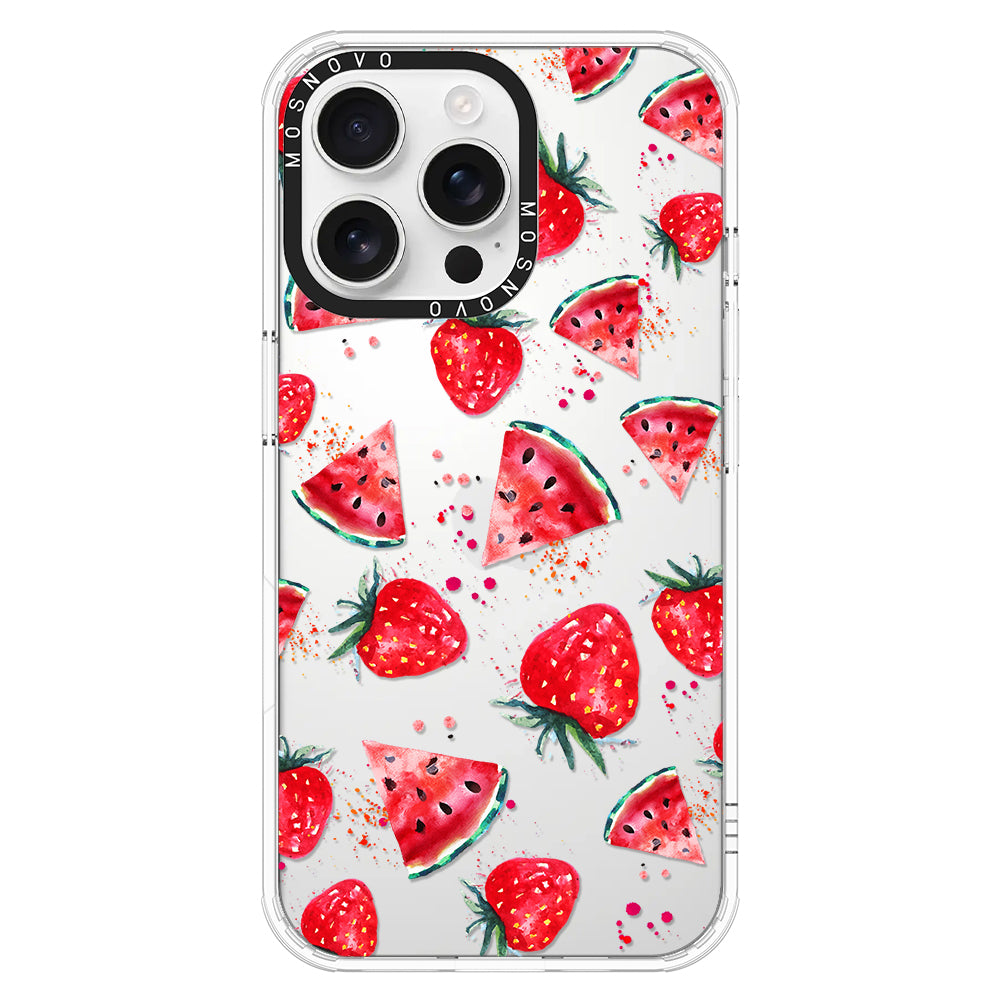 Watermelon and Strawberry Phone Case - iPhone 16 Pro Max Case - MOSNOVO