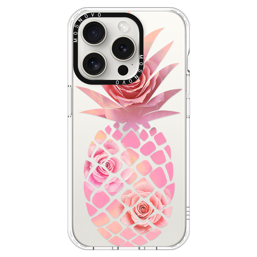 Pink Floral Pineapple Phone Case - iPhone 16 Pro Case - MOSNOVO