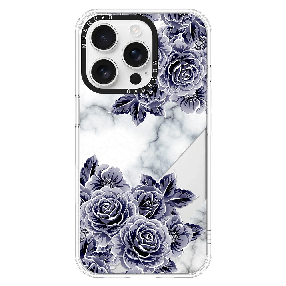 Marble with Purple Flowers Phone Case - iPhone 16 Pro Case - MOSNOVO