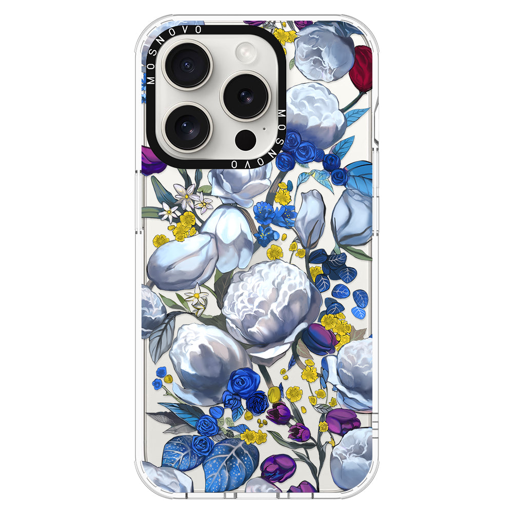 Purple Blue Floral Phone Case - iPhone 16 Pro Case - MOSNOVO