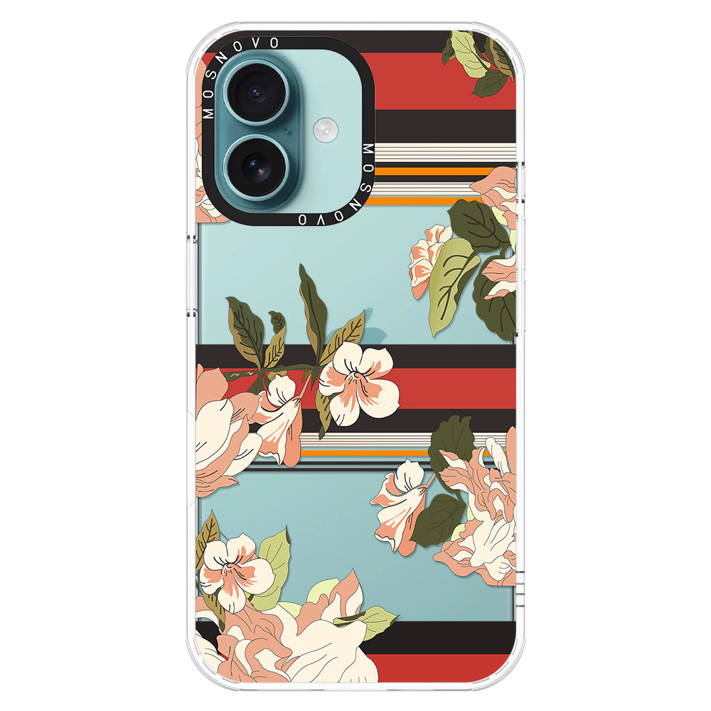 Classic Stripe Floral Phone Case - iPhone 16 Plus Case - MOSNOVO