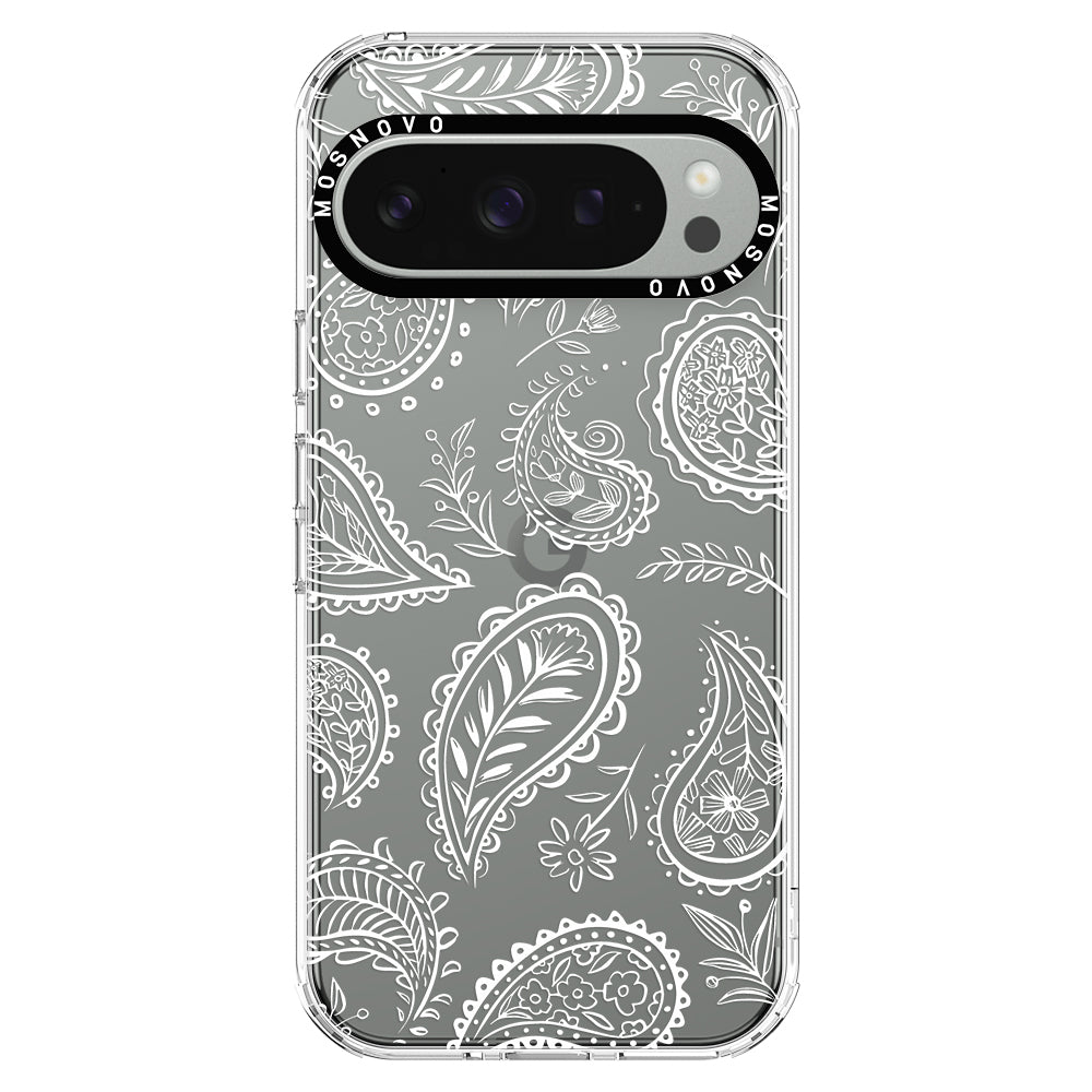 White Paisley Phone Case - Google Pixel 9 Pro XL Case