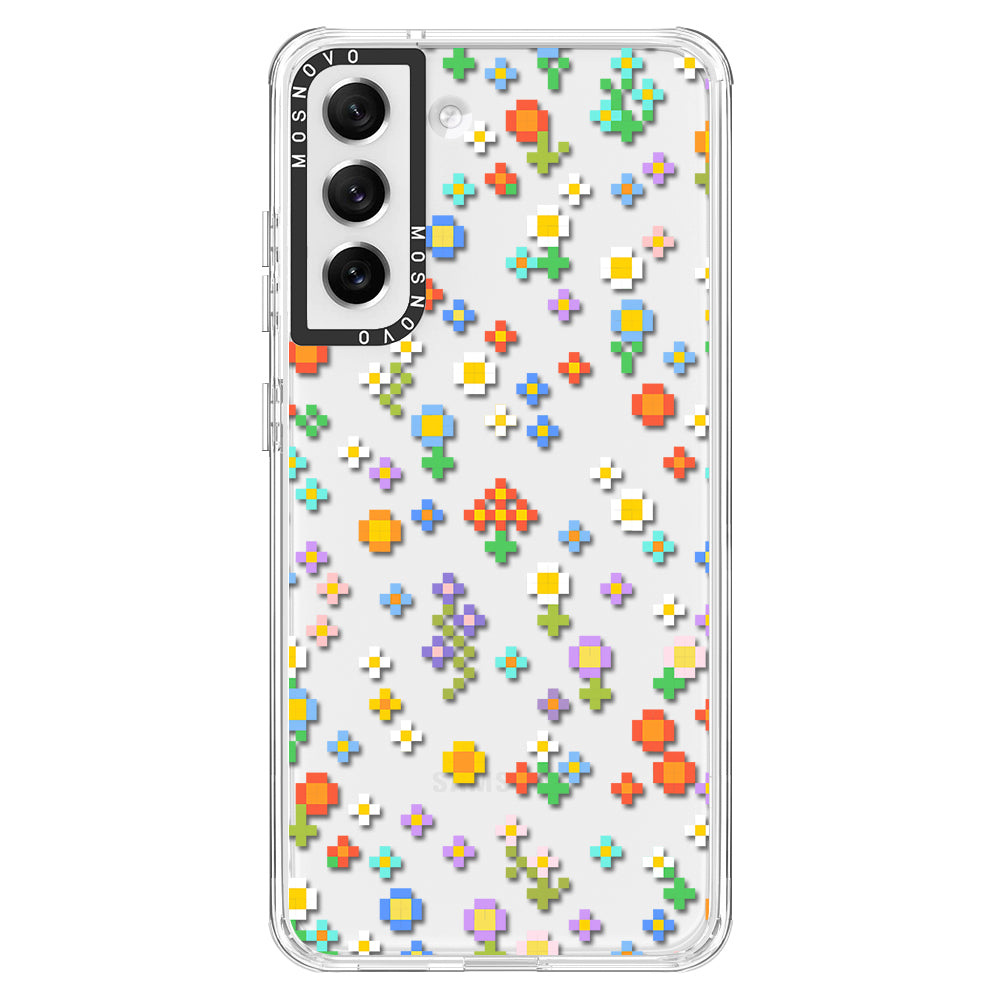 Pixel-Floral Phone Case - Samsung Galaxy S21 FE Case