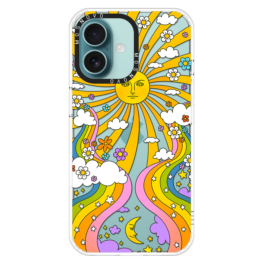 Rainbow Sun and Moon Phone Case - iPhone 16 Case - MOSNOVO