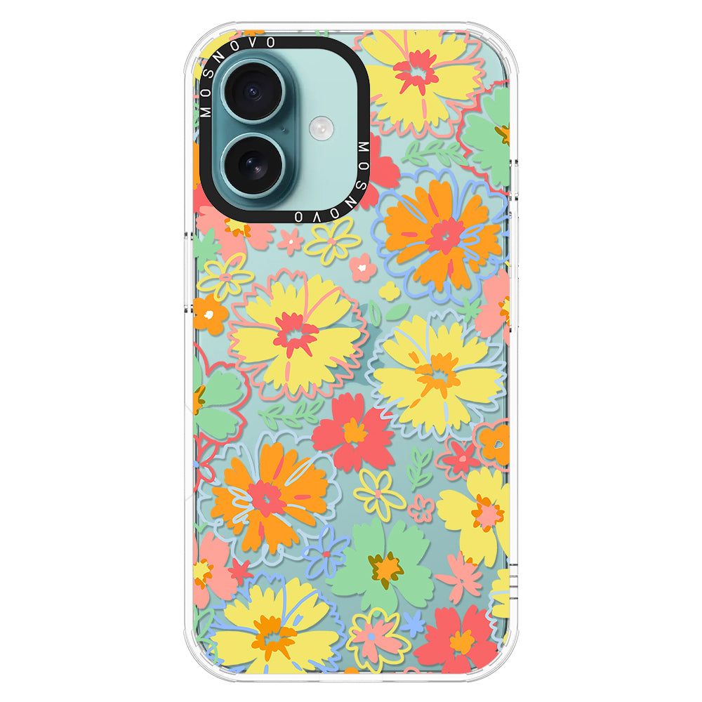 Retro Boho Hippie Flowers Phone Case - iPhone 16 Case - MOSNOVO