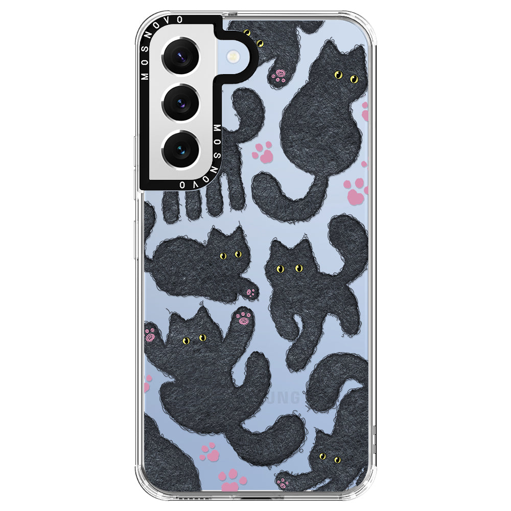 Black Furry Cat Phone Case - Samsung Galaxy S22 Case