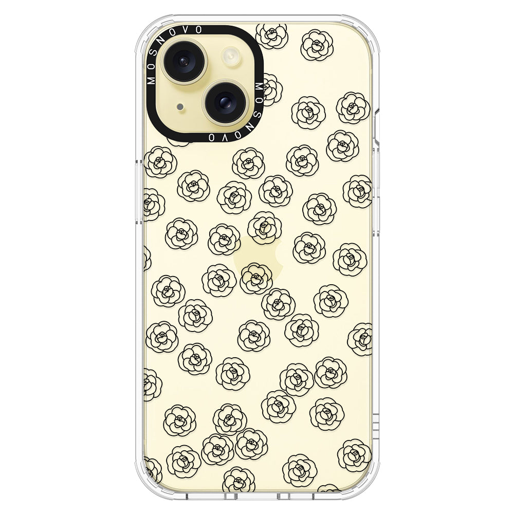 Linear Camelia Flower Phone Case - iPhone 15 Plus Case