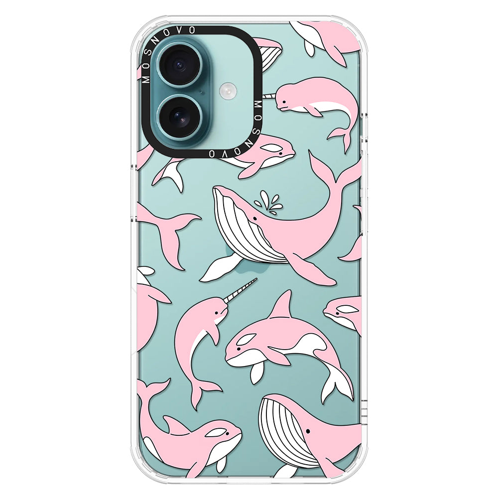 Pink Whales Phone Case - iPhone 16 Plus Case - MOSNOVO