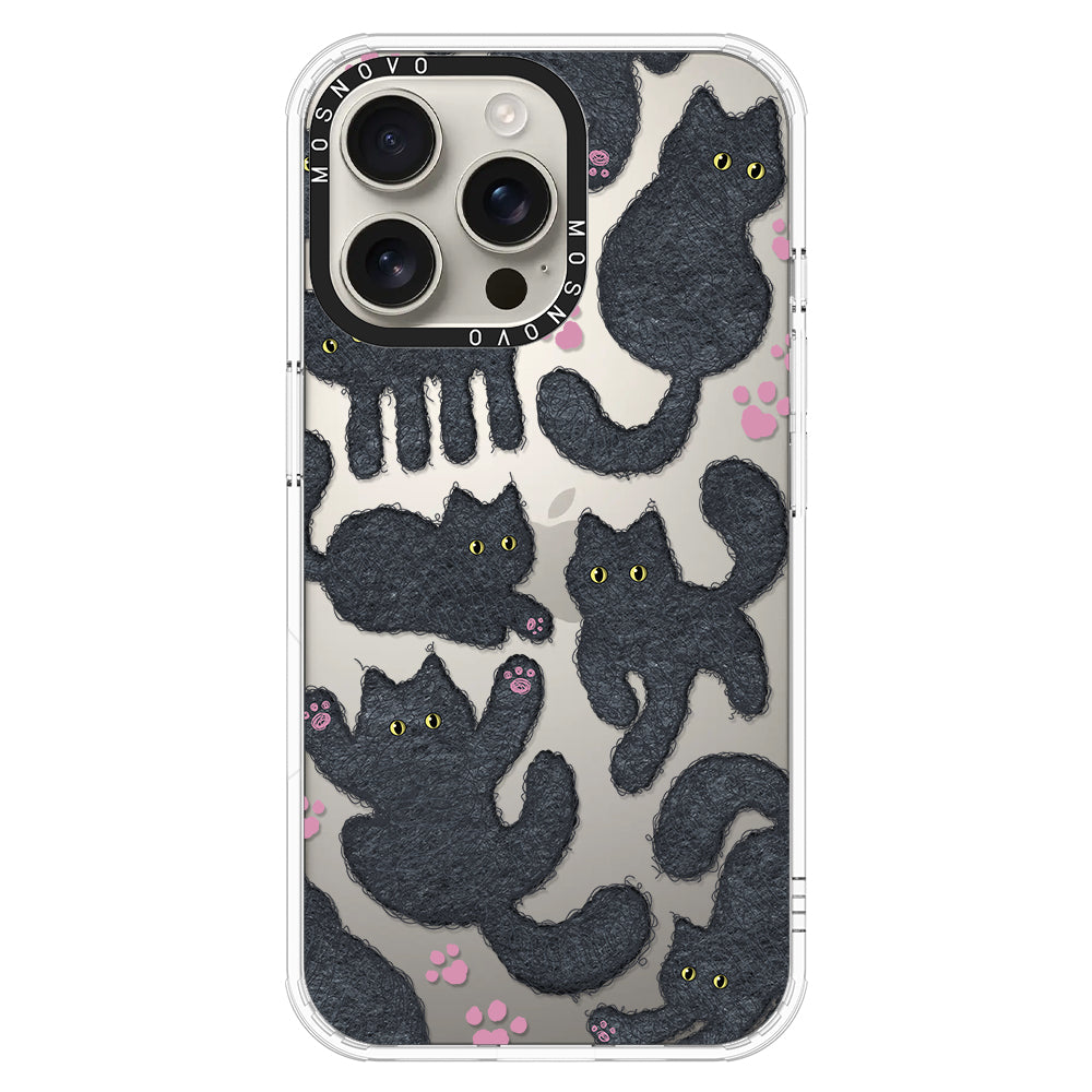 Black Furry Cat Phone Case - iPhone 16 Pro Max Case