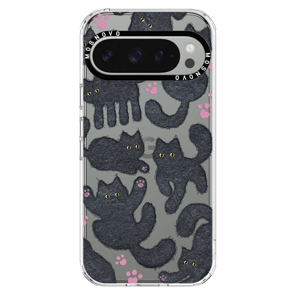 Black Furry Cat Phone Case - Google Pixel 9 Pro Case