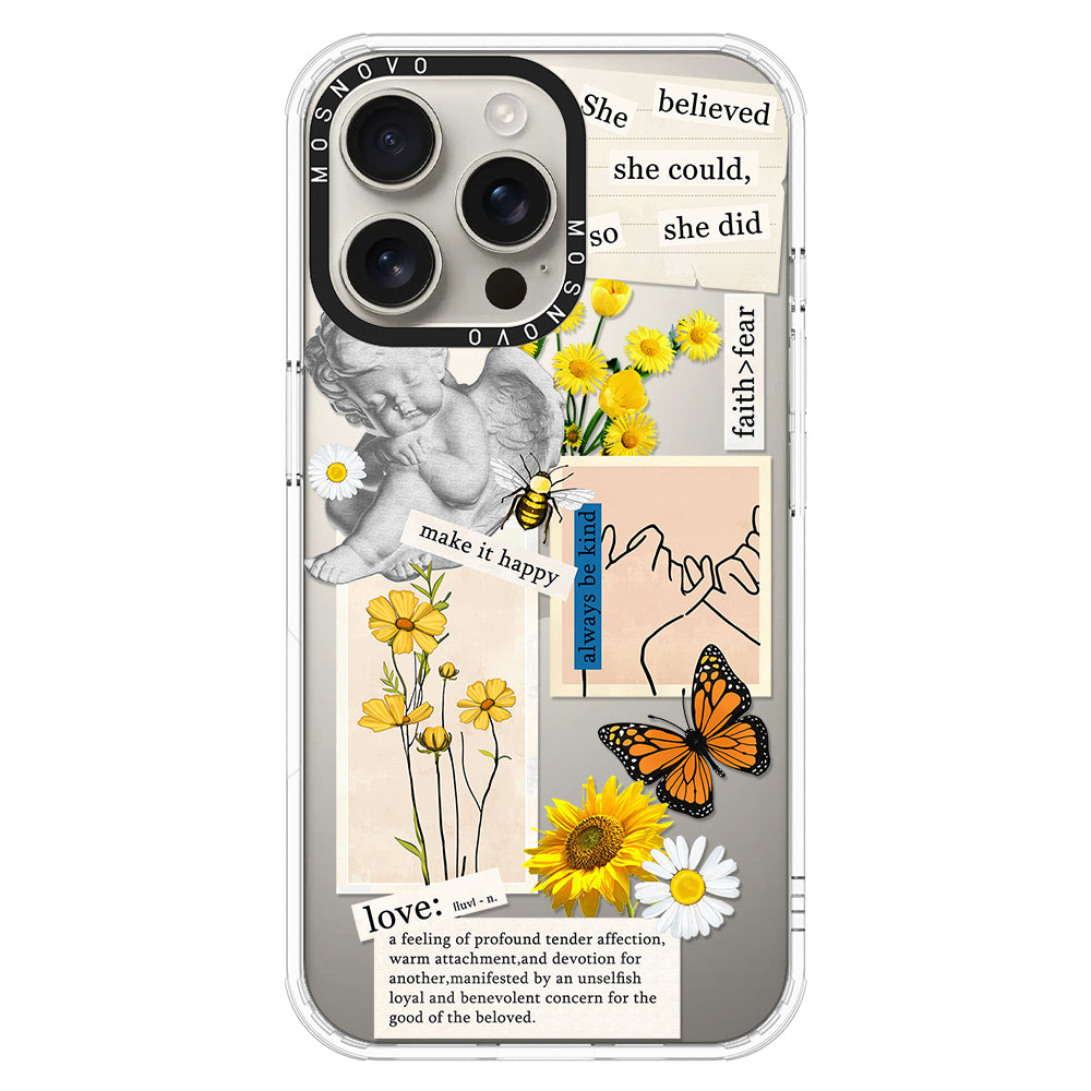 Vintage Collage Sunflower Butterfly Phone Case - iPhone 16 Pro Max Case - MOSNOVO