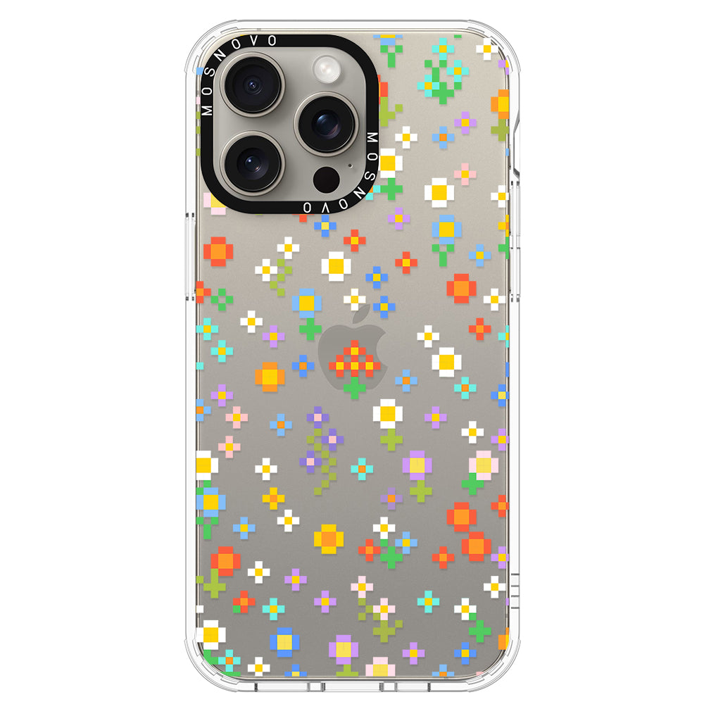 Pixel-Floral Phone Case - iPhone 15 Pro Max Case