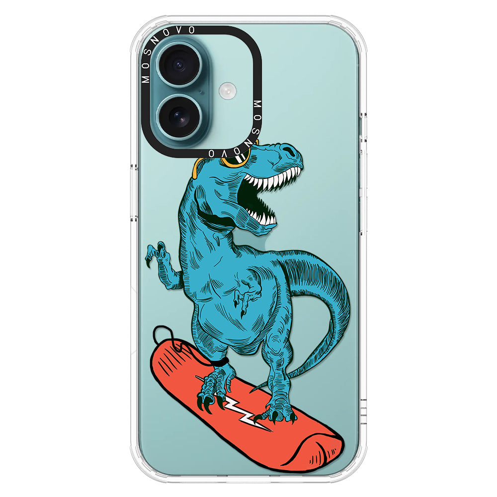 Surfing Dinosaur Phone Case - iPhone 16 Plus Case - MOSNOVO