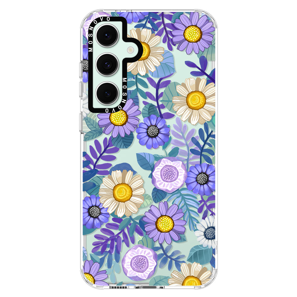 Purple Floral Phone Case - Samsung Galaxy S24 FE Case - MOSNOVO