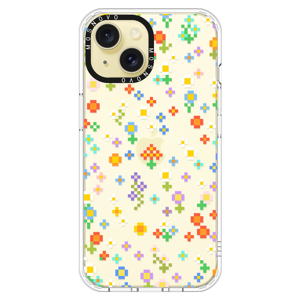 Pixel-Floral Phone Case - iPhone 15 Case