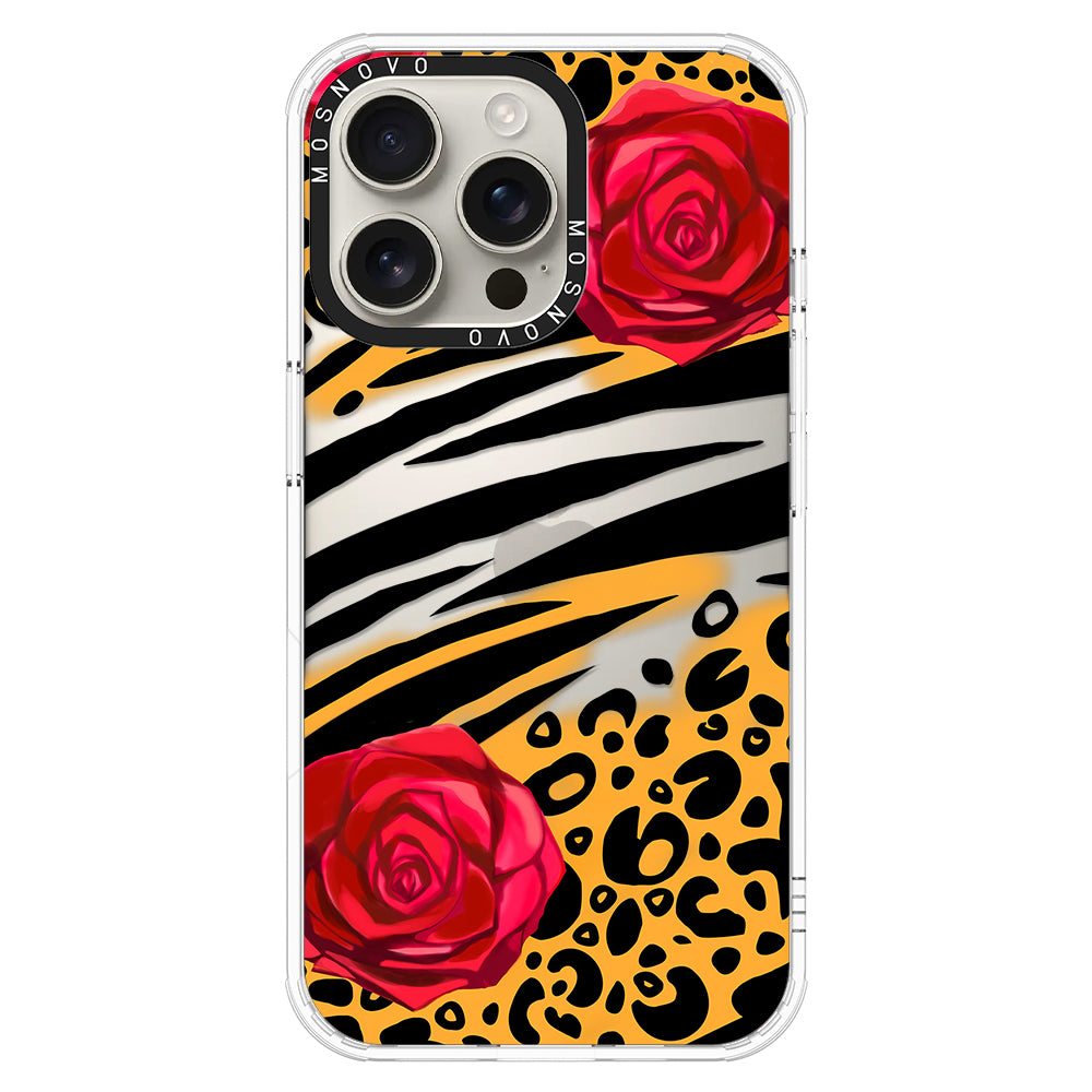 Wild Floral Leopard Phone Case - iPhone 16 Pro Max Case - MOSNOVO