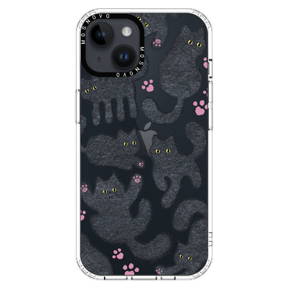 Black Furry Cat Phone Case - iPhone 14 Plus Case