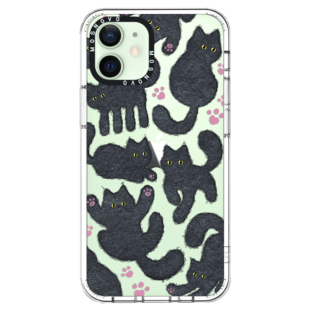 Black Furry Cat Phone Case - iPhone 12 Case