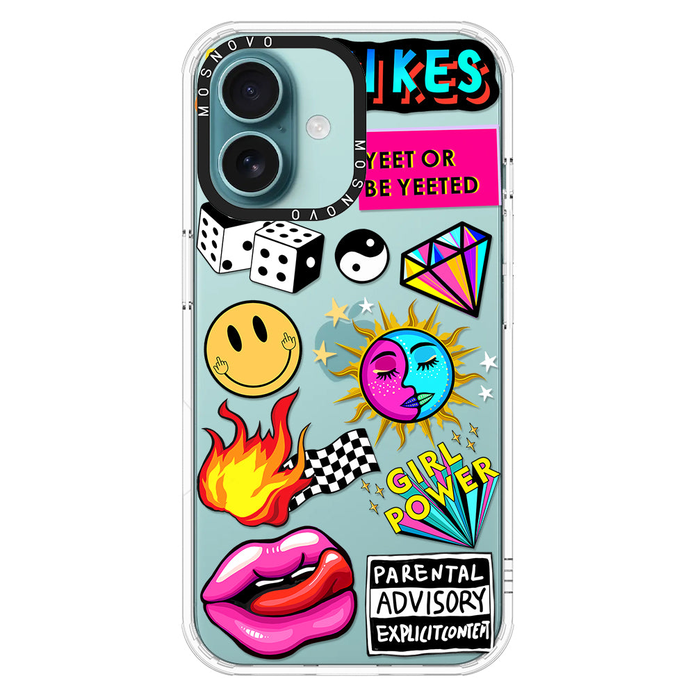 Funky Stickers Phone Case - iPhone 16 Plus Case - MOSNOVO