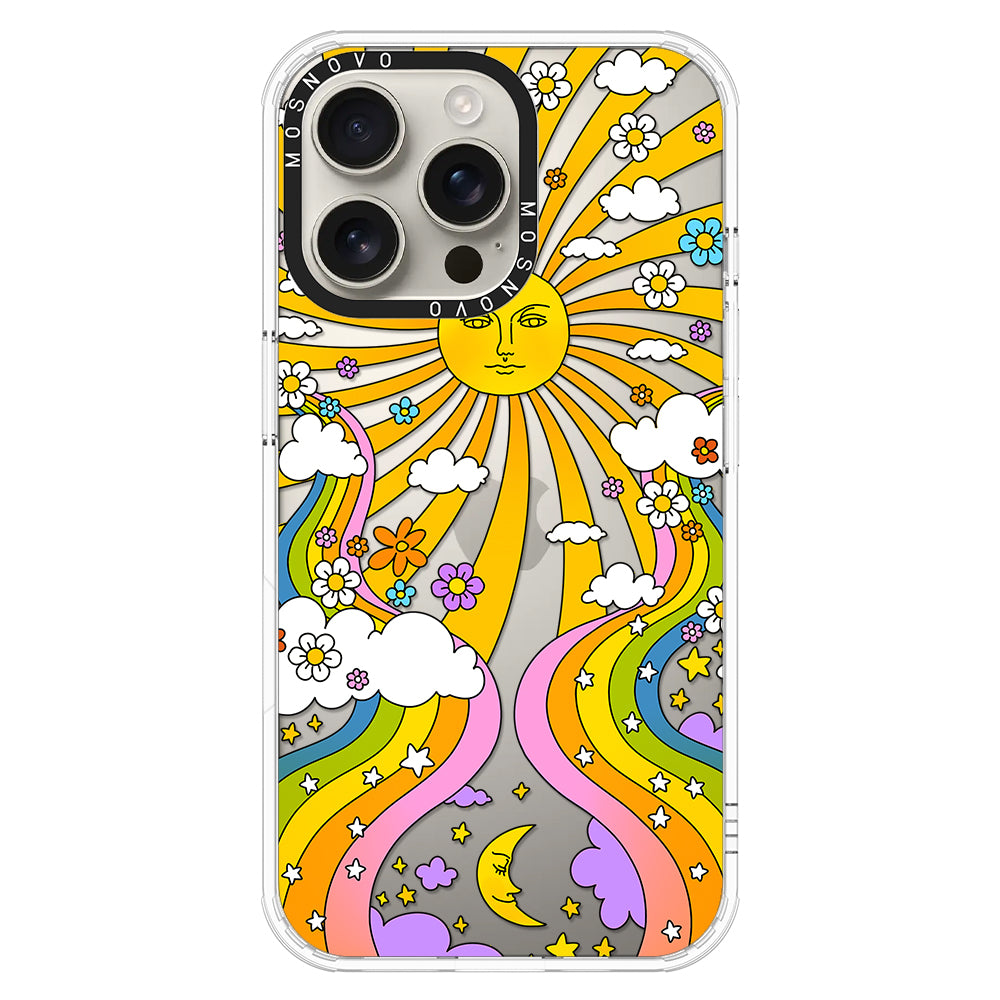 Rainbow Sun and Moon Phone Case - iPhone 16 Pro Max Case - MOSNOVO