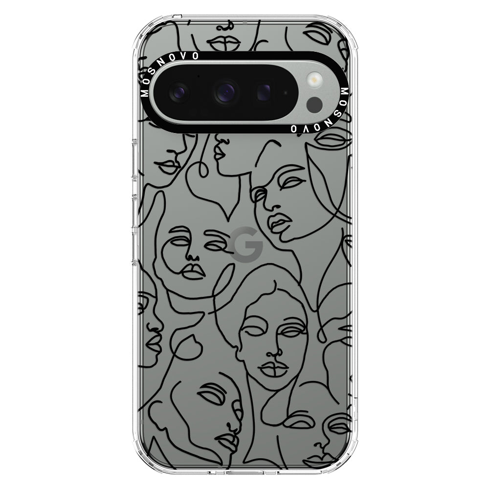 Abstract Face Line Art Phone Case - Google Pixel 9 Pro XL Case