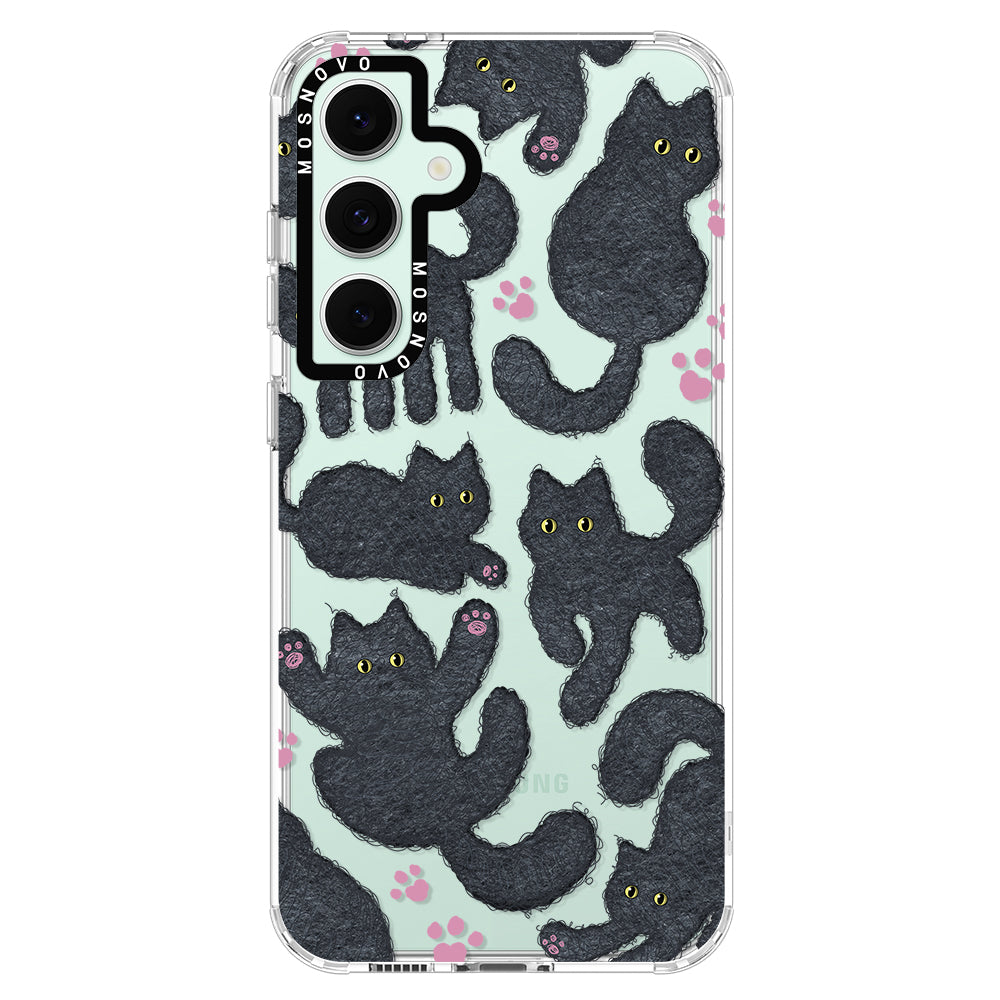 Black Furry Cat Phone Case - Samsung Galaxy S24 FE Case