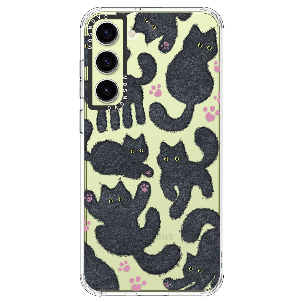 Black Furry Cat Phone Case - Samsung Galaxy S23 Case