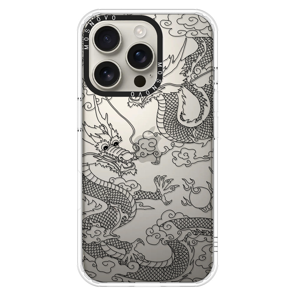 Black Dragon Phone Case - iPhone 16 Pro Case Clear