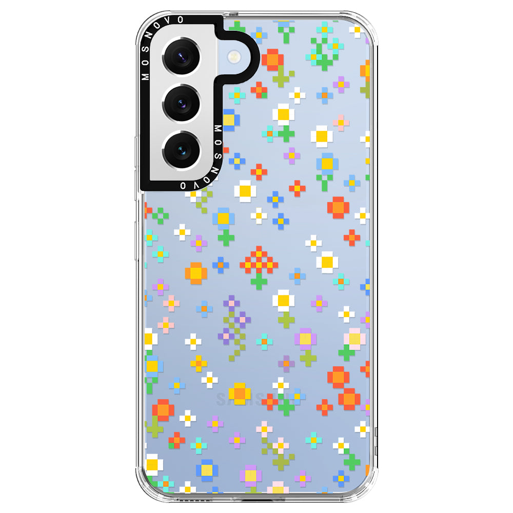 Pixel-Floral Phone Case - Samsung Galaxy S22 Plus Case