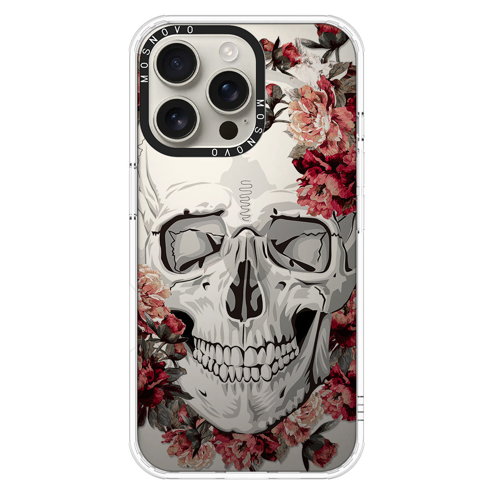 Red Flower Skull Phone Case - iPhone 16 Pro Max Case - MOSNOVO