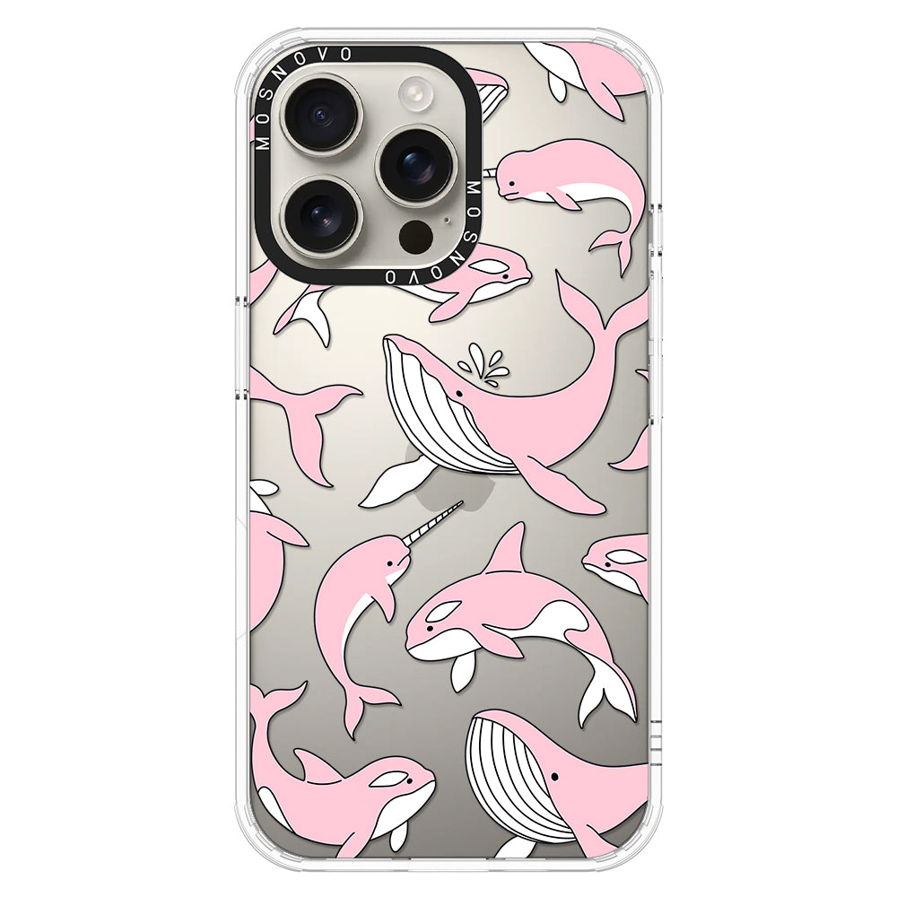 Pink Whales Phone Case - iPhone 16 Pro Max Case - MOSNOVO