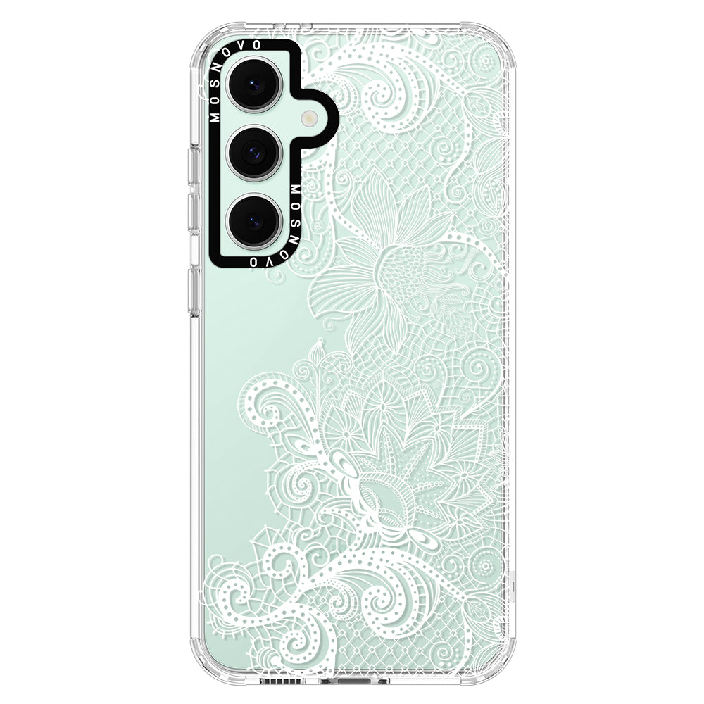 Lacy White Flower Phone Case - Samsung Galaxy S24 FE Case - MOSNOVO