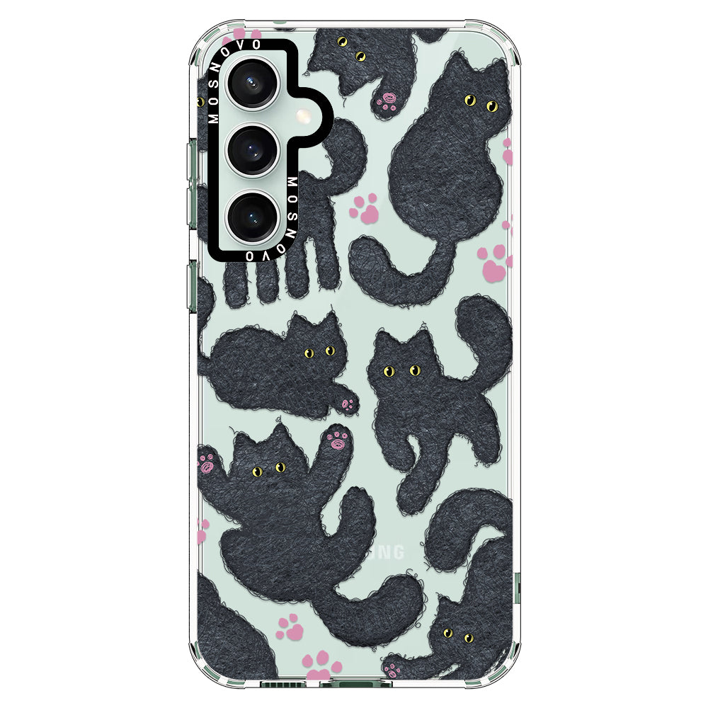 Black Furry Cat Phone Case - Samsung Galaxy S23 FE Case