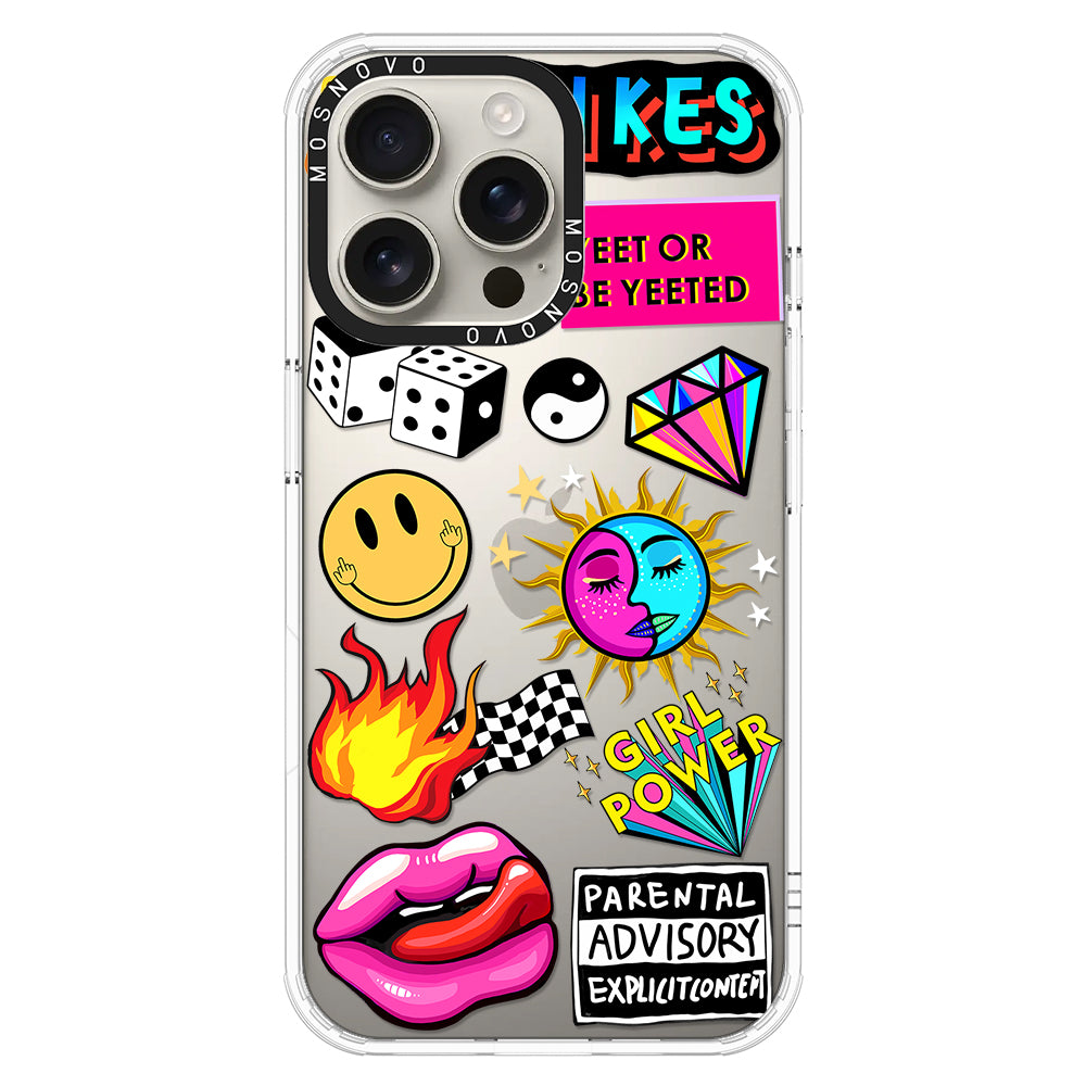 Funky Stickers Phone Case - iPhone 16 Pro Max Case - MOSNOVO