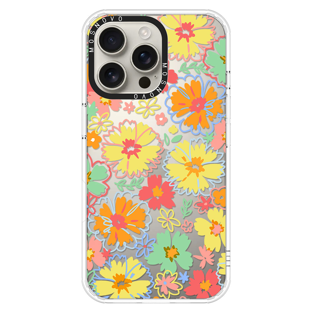 Retro Boho Hippie Flowers Phone Case - iPhone 16 Pro Max Case - MOSNOVO