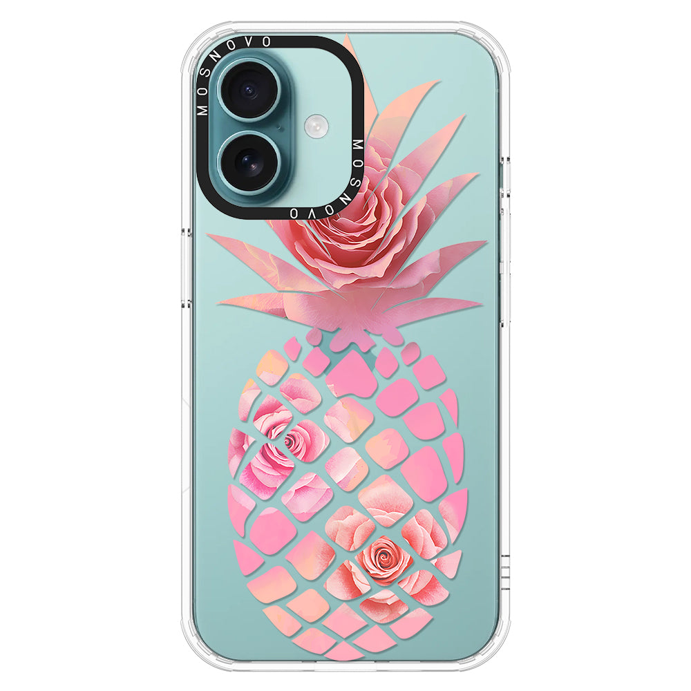 Pink Floral Pineapple Phone Case - iPhone 16 Case - MOSNOVO