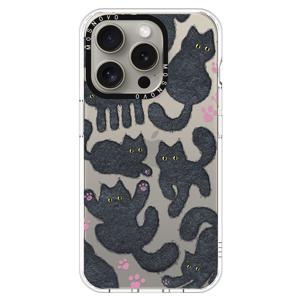 Black Furry Cat Phone Case - iPhone 15 Pro Case