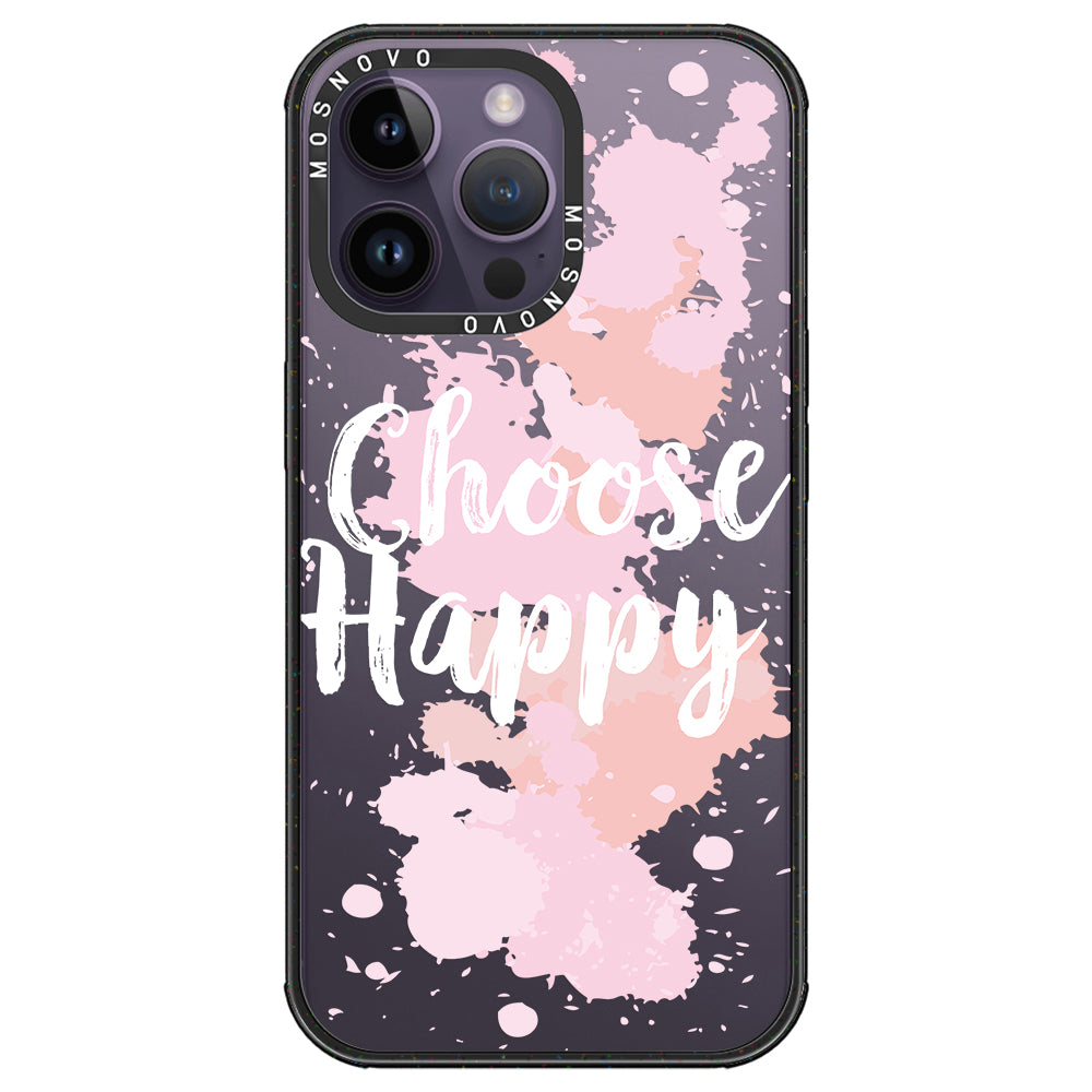 Choose Happy Phone Case - iPhone 14 Pro Max Case Clear Black ShockStone